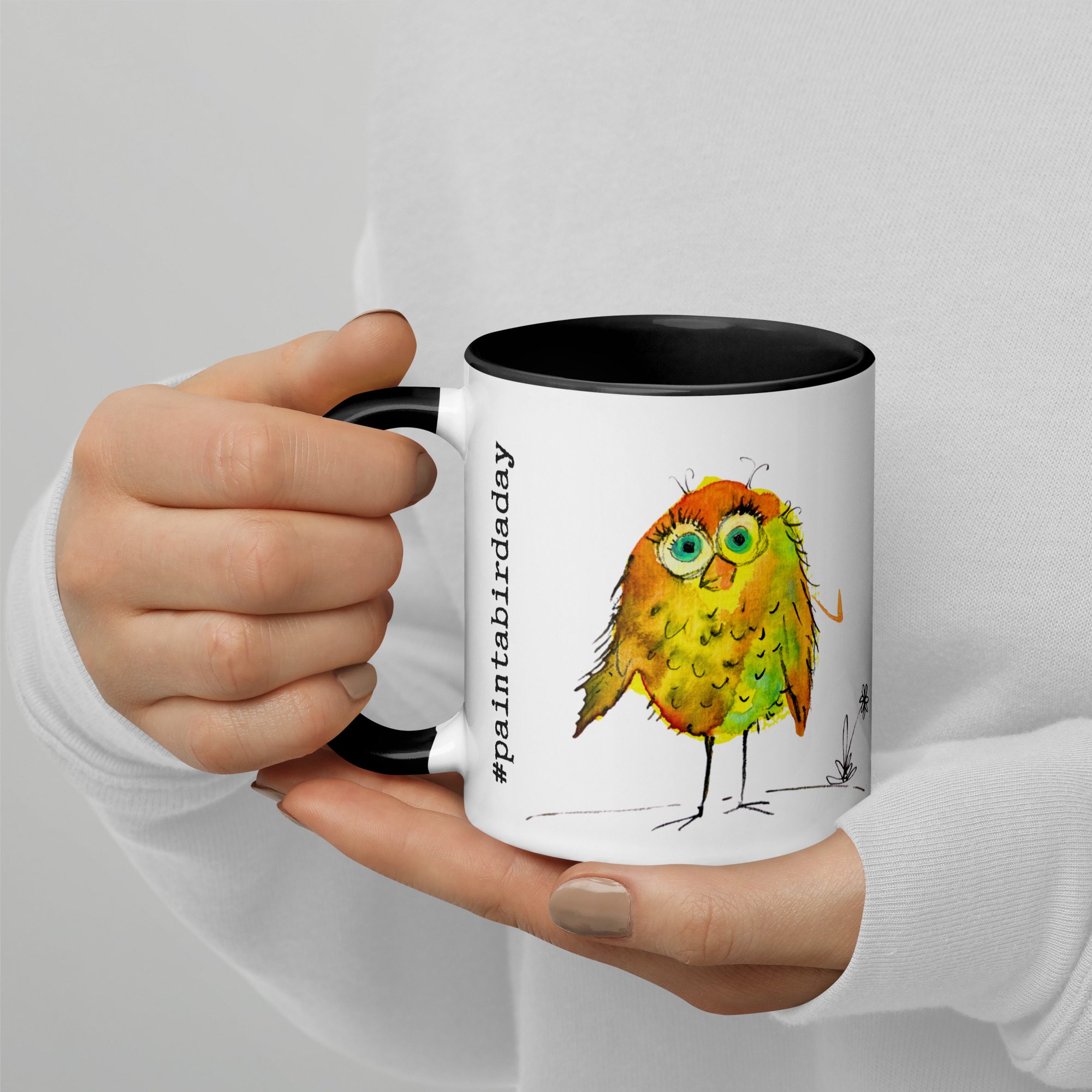 Orange Blobby Birds #paintabirdaday Mug - Image 2