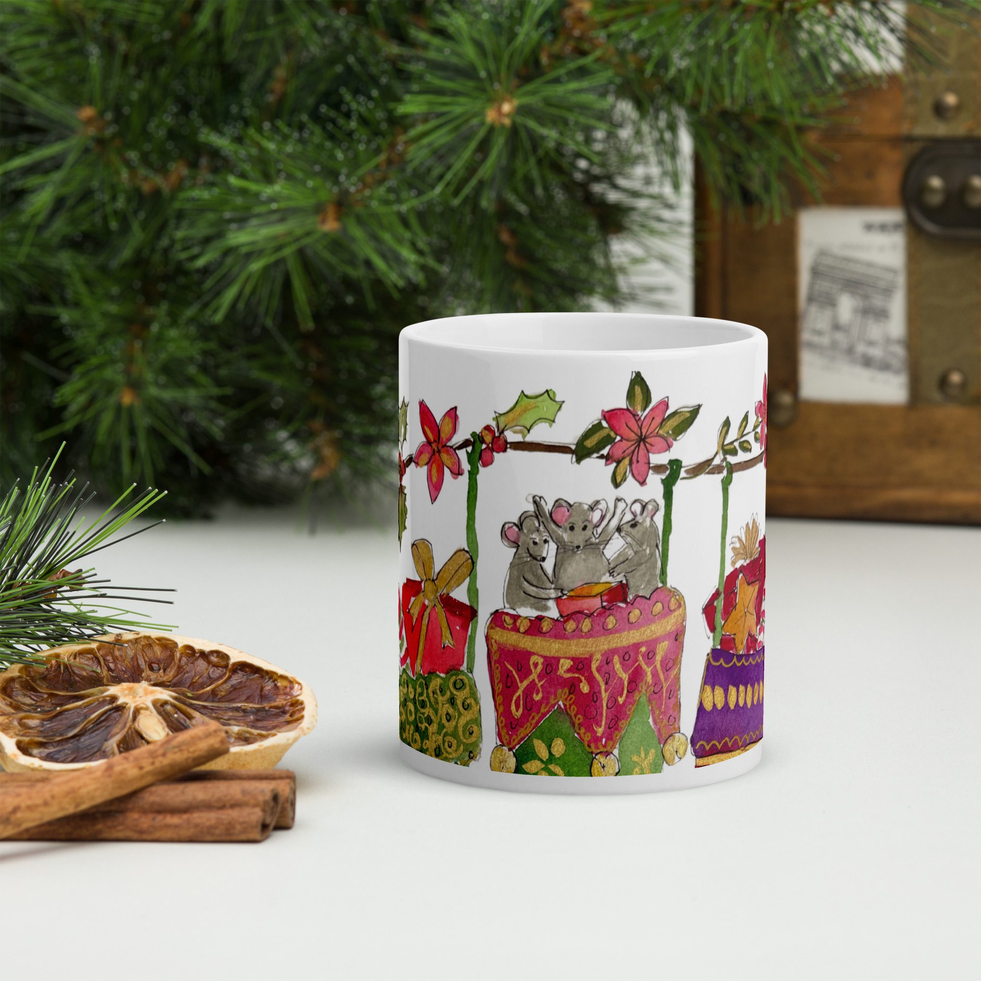 Christmas 2024 “Three Stockings Mice" Mug - Image 4