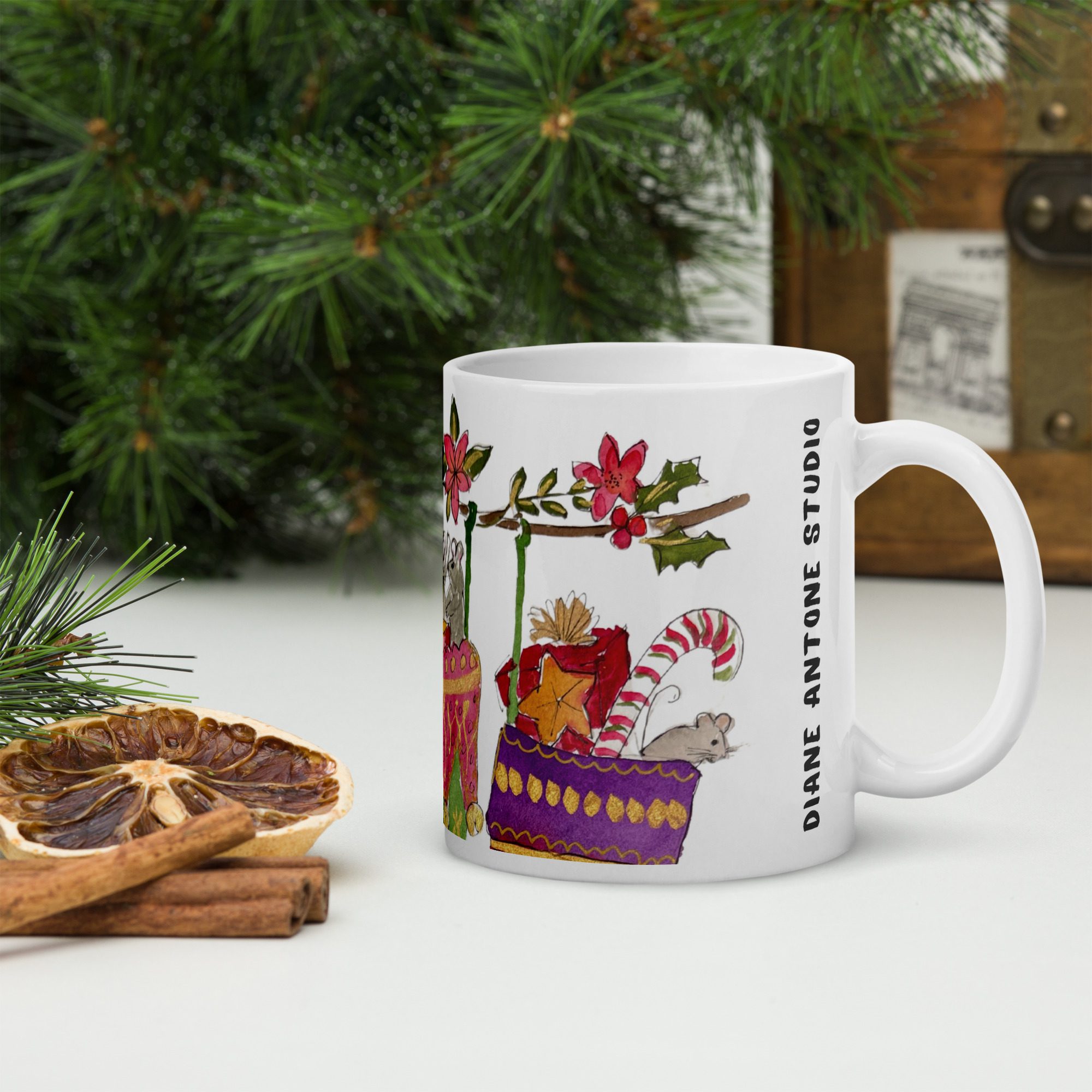 Christmas 2024 “Three Stockings Mice" Mug - Image 3