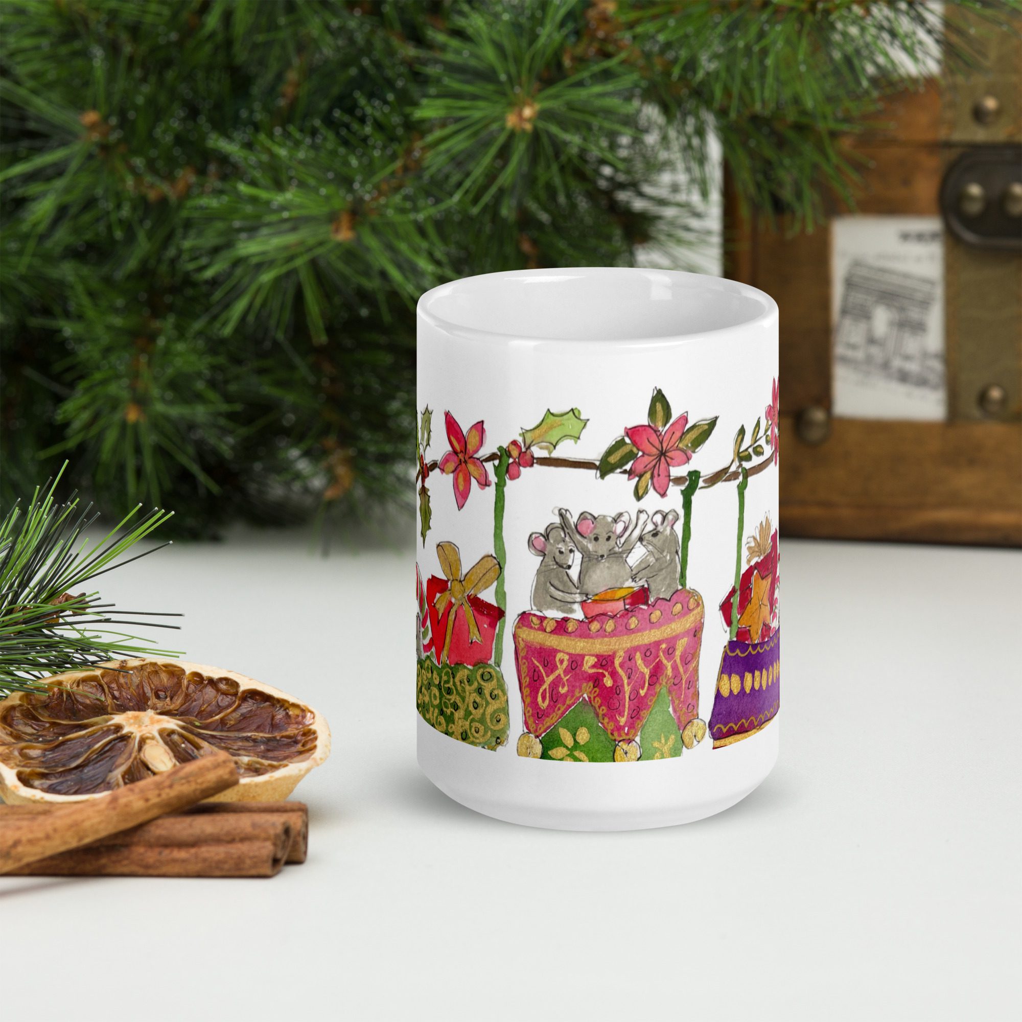 Christmas 2024 “Three Stockings Mice" Mug - Image 7