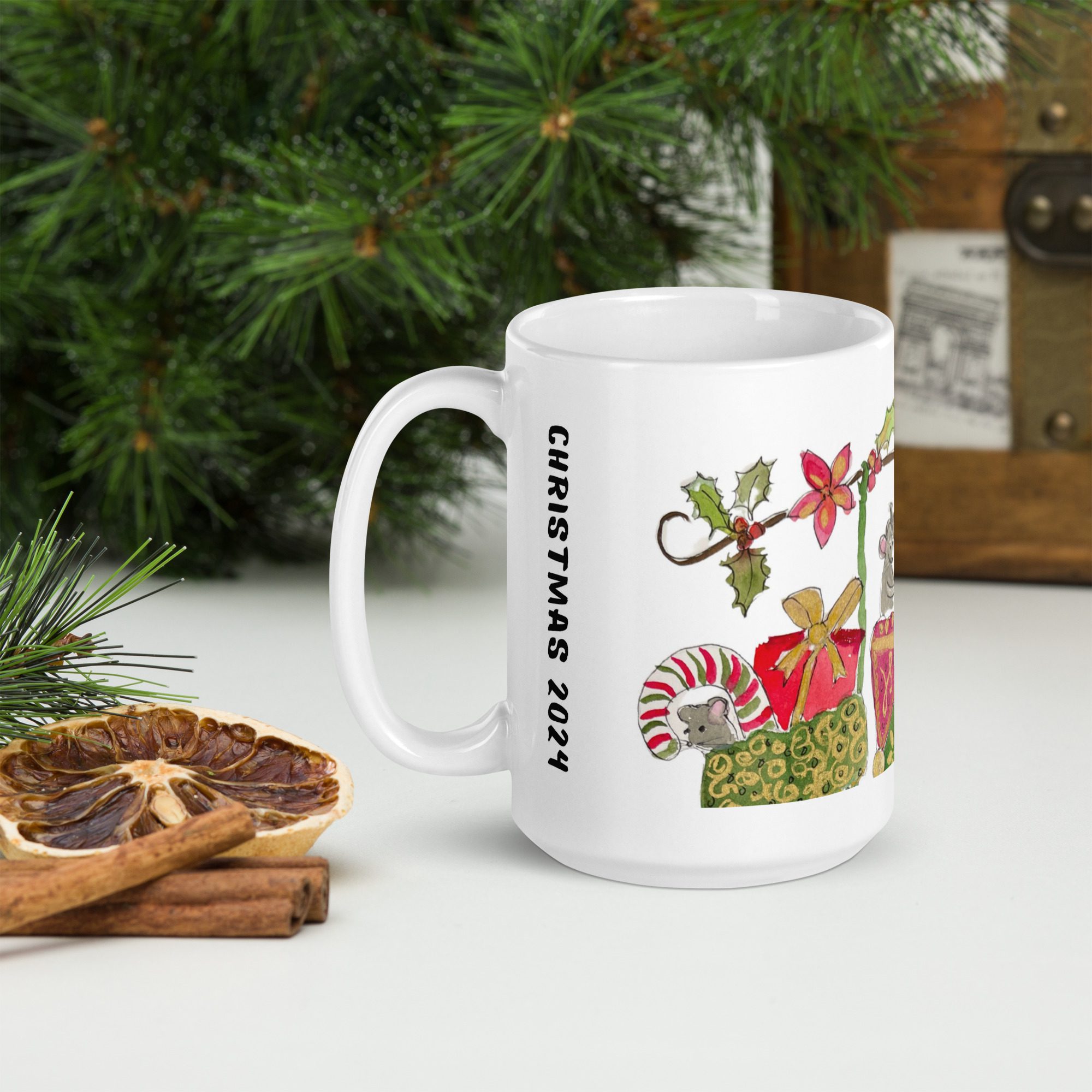 Christmas 2024 “Three Stockings Mice" Mug - Image 5