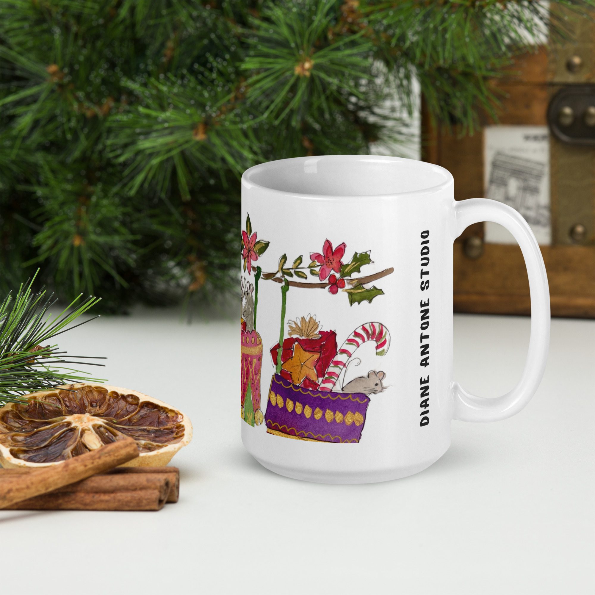 Christmas 2024 “Three Stockings Mice" Mug - Image 6