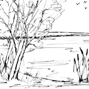 Lakeside Scene Sketch