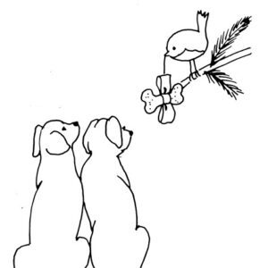 Puppy Dogs and Christmas Robin Sketch
