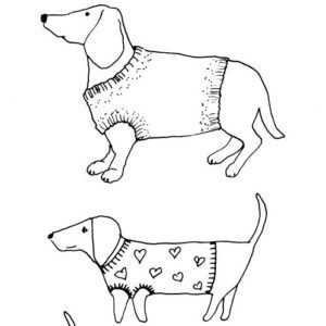 Four Dachshund Dogs Sketch