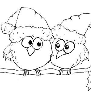 Christmas Blobby Birds Sketch