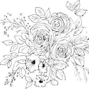Floral Bouquet with Roses Sketch
